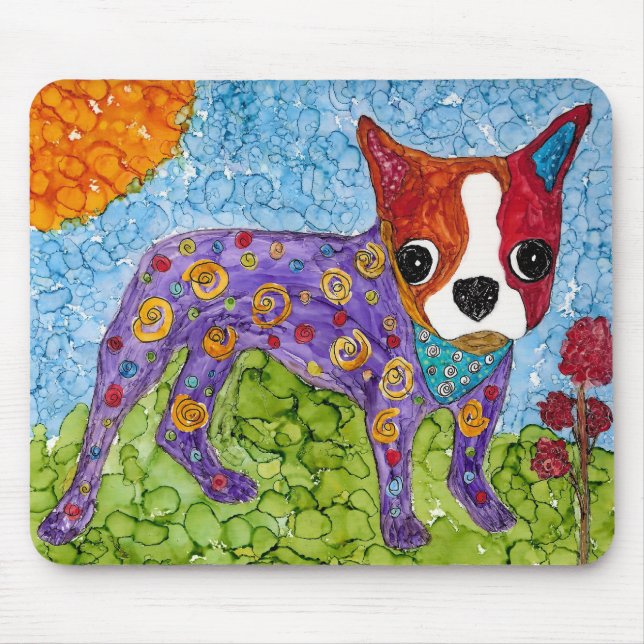 Cute and Colorful Boston Terrier Mousepad  (Front)