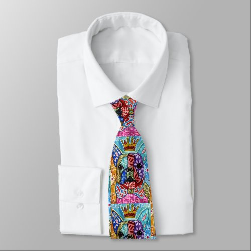 Cute and Colorful Boston Terrier Pop Art Neck Tie