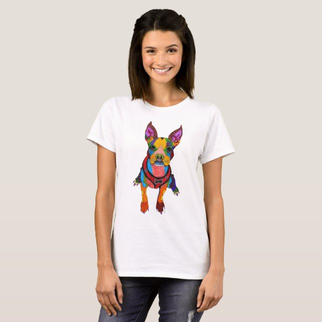 Cute and Colorful Boston Terrier T-Shirt (Front Full)