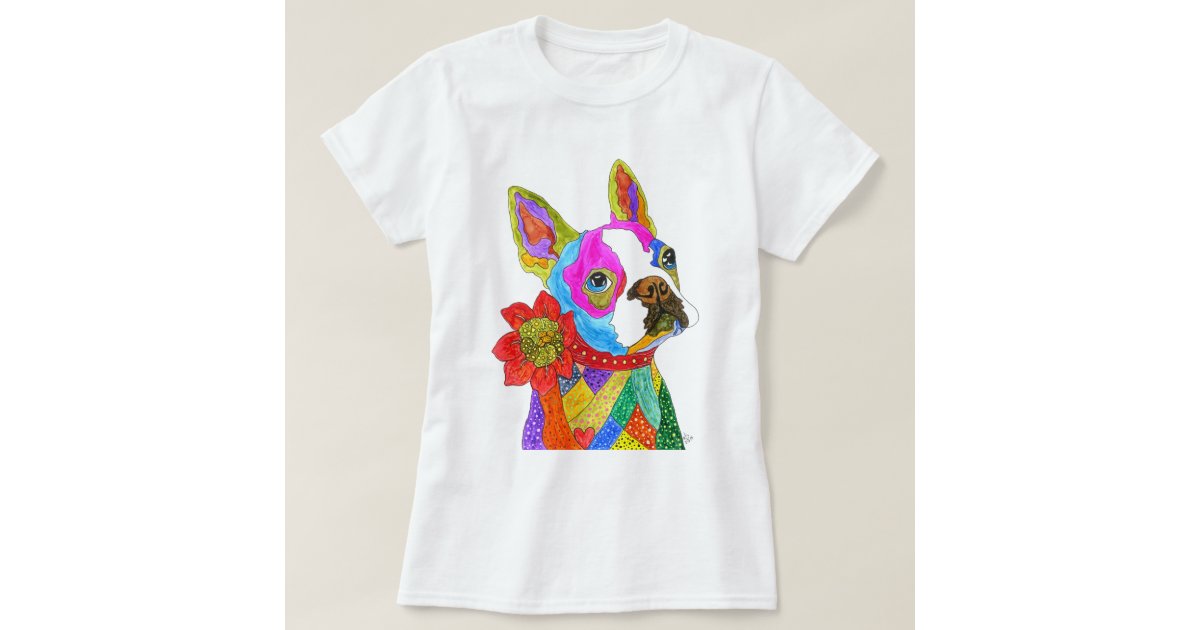 Cute and Colorful Boston Terrier T-Shirt | Zazzle