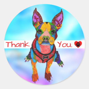 Cute and Colorful Boston Terrier Thank you Sticker