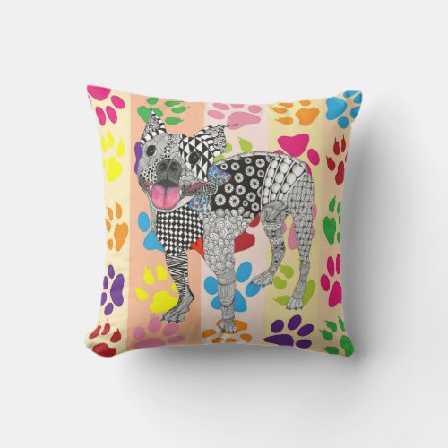 Cute and Colorful Boston Terrier Throw Pillow