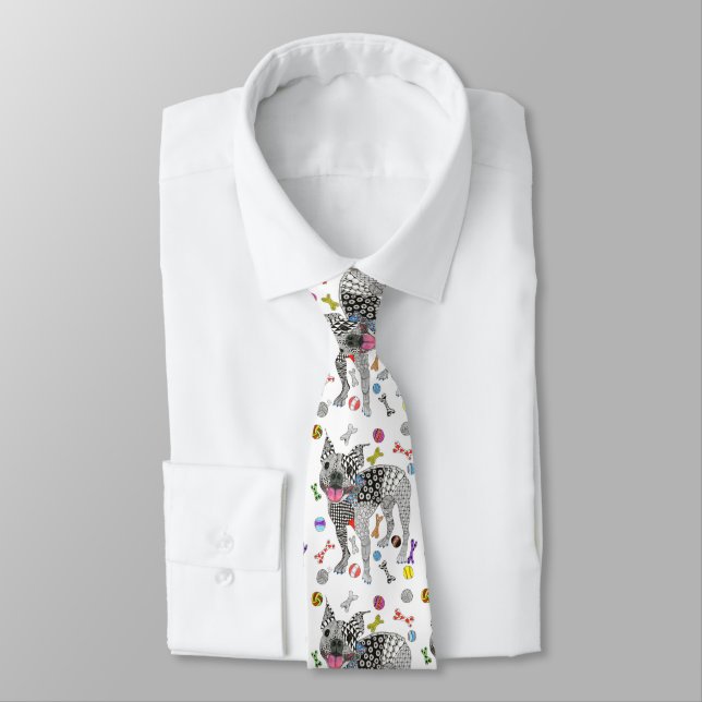 Cute and Colorful Boston Terrier Tie (Tied)