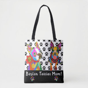 Cute and Colorful Boston Terrier Tote Bag