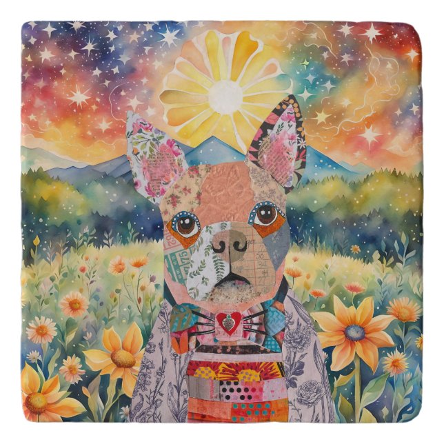 Cute and Colorful Boston Terrier Trivet (Front)