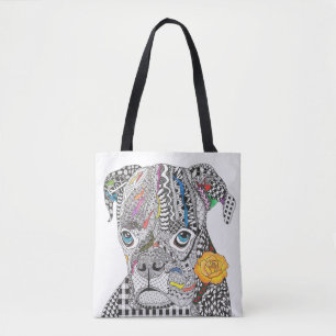Cute and Colorful Boxer Dog Tote Bag