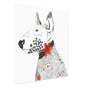 Cute and Colorful Bull Terrier Canvas 16" x 20"