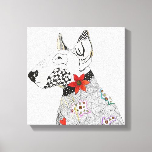 Cute and Colorful Bull Terrier Canvas 16 x 20