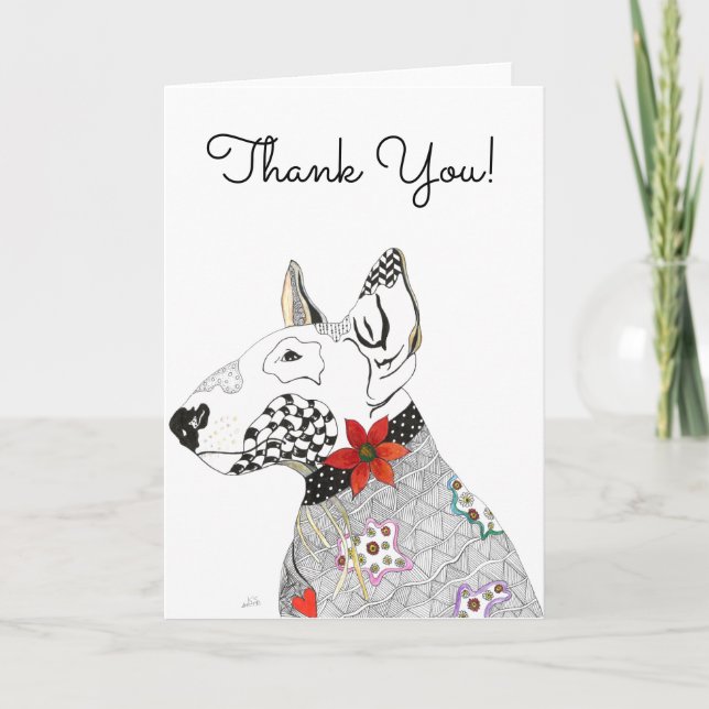 Cute and Colorful Bull Terrier Greeting Card (Front)