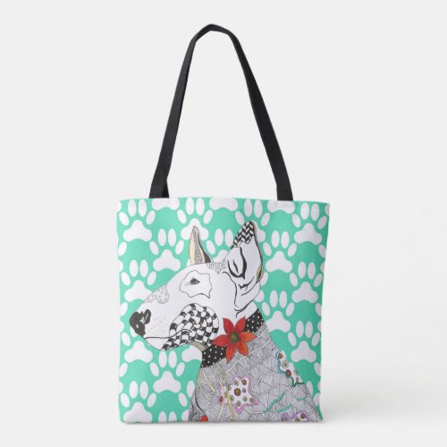 Cute and Colorful Bull Terrier Tote Bag