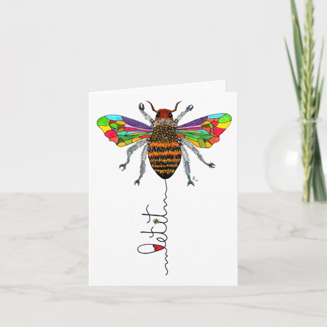 Cute and Colorful Bumble Bee Greeting Card (Front)