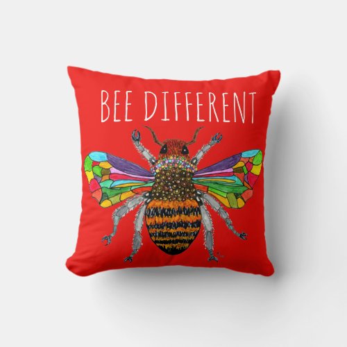 Cute and Colorful Bumble Bee Throw Pillow