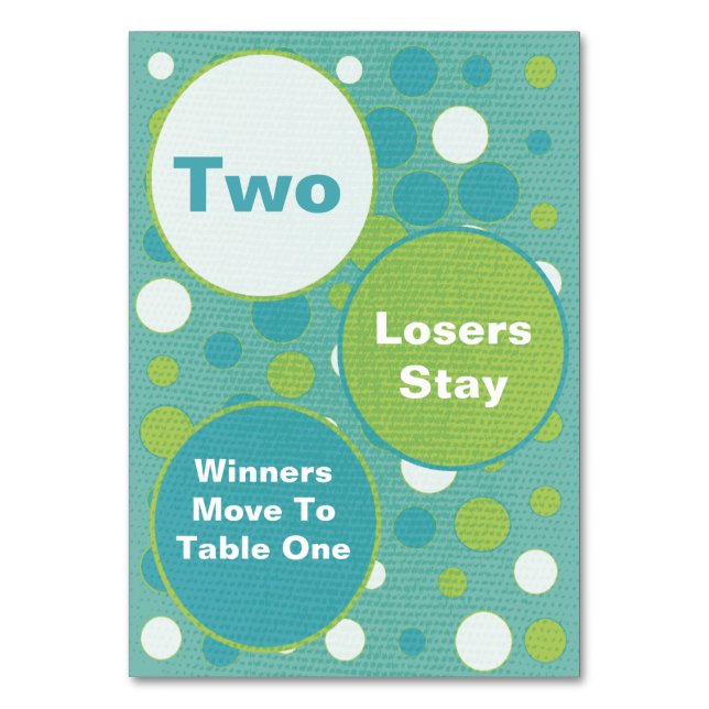 Cute and Colorful Bunco Table Cards #2 (Front)