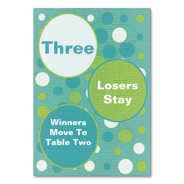 Cute and Colorful Bunco Table Cards #3 (Front)
