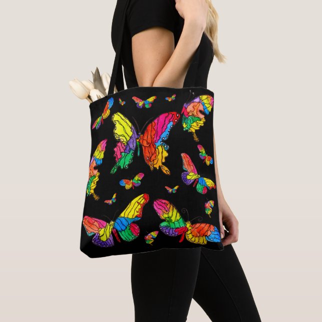 Cute and Colorful Butterflies Tote Bag (Close Up)