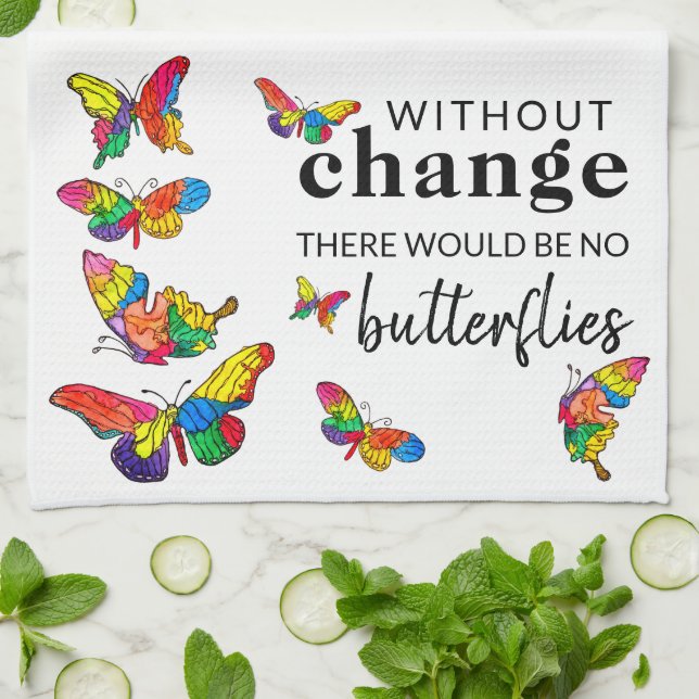 Cute and Colorful Butterfly Kitchen Towel (Folded)