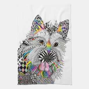 Cute and Colorful Cairn Terrier Kitchen Towel