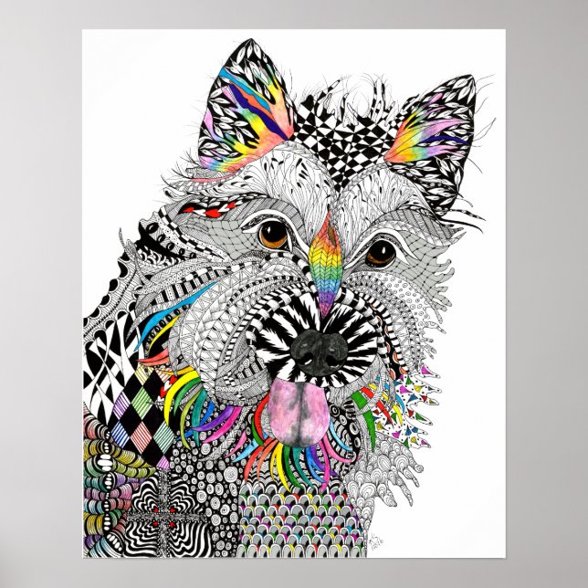 Cute and Colorful Cairn Terrier Poster - 16" x 20" (Front)