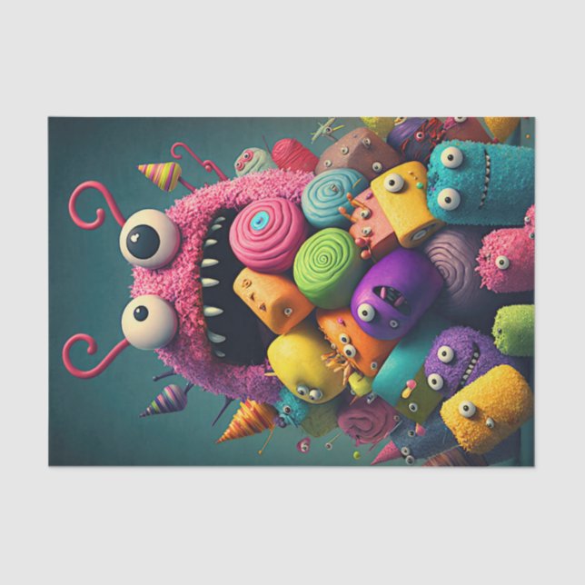 Cute and Colorful Candy Monsters  Tissue Paper (Front)