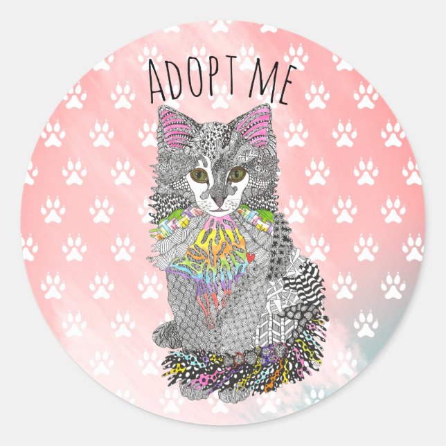 Cute and Colorful Cat Adopt Me Sticker (Front)