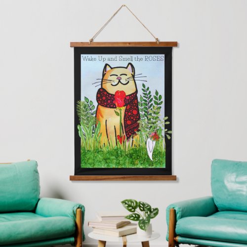 Cute and Colorful Cat and Birdie Hanging Tapestry