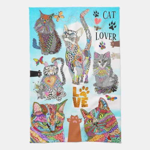 Cute and Colorful Cat Assortment Kitchen Towel