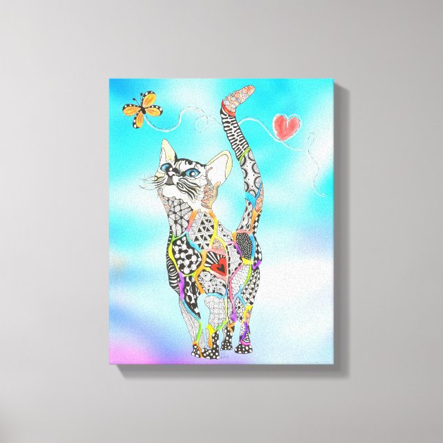 Cute and Colorful Cat Canvas - 11X14" (Front)