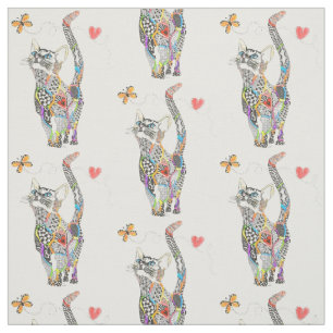Cute and Colorful Cat Fabric