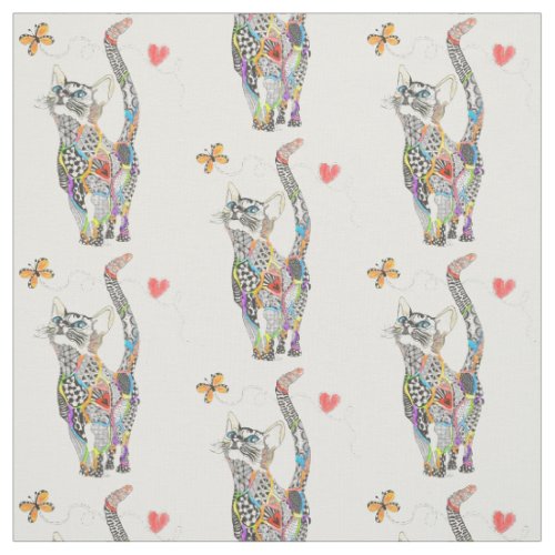 Cute and Colorful Cat Fabric