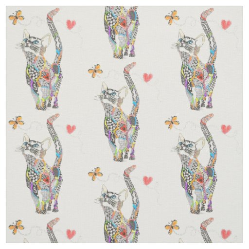 Cute and Colorful Cat Fabric