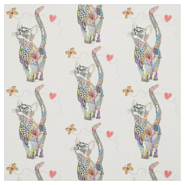 Cute and Colorful Cat Fabric (Swatch)