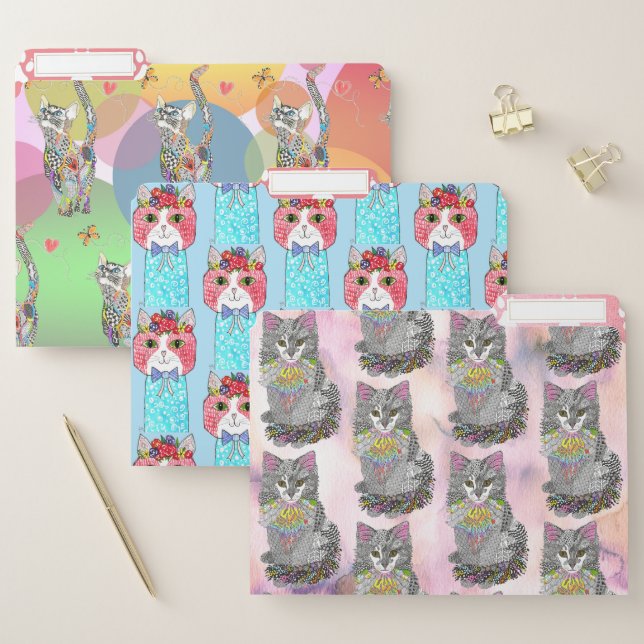Cute and Colorful Cat File Folders (Set)