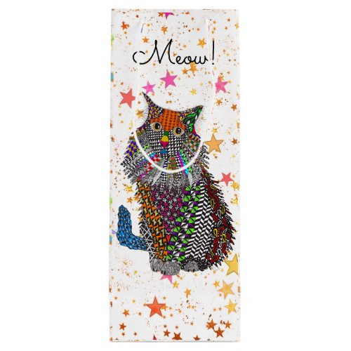 Cute and Colorful Cat Gift Bag or Wine Bag