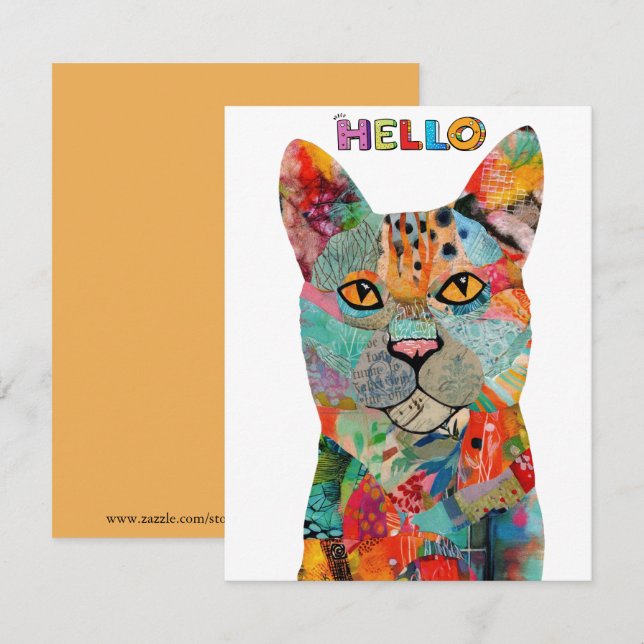 Cute and Colorful Cat Greeting Card (Front/Back)