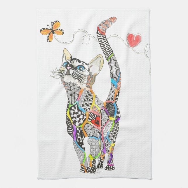 Cute and Colorful Cat Kitchen Towel (Vertical)