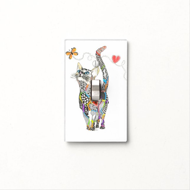 Cute and Colorful Cat Light Switch Cover (In Situ)