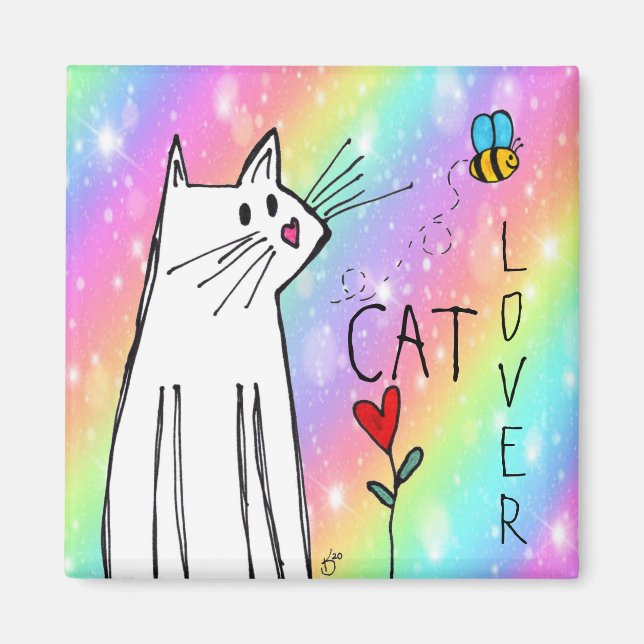 Cute and Colorful Cat Lover Magnet (Front)