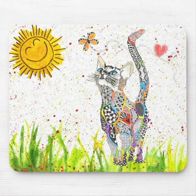 Cute and Colorful Cat Mouse Pad (Front)