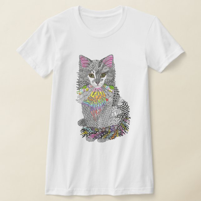 Cute and Colorful Cat T-shirt (Laydown)