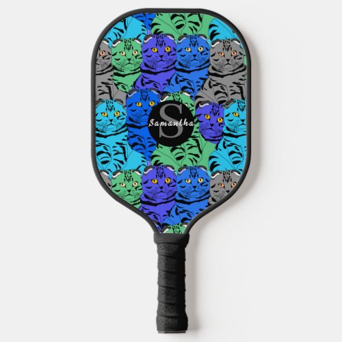 Cute and Colorful cats patterncustom name Pickleball Paddle
