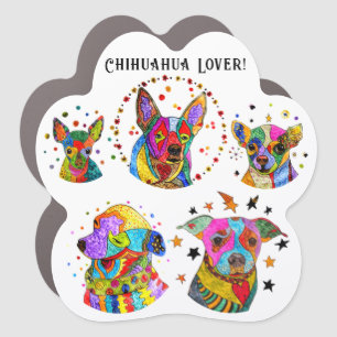 Cute and Colorful Chihuahua Assortment Car Magnet