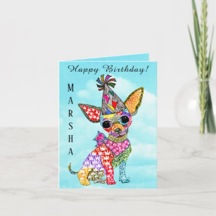 Cute and Colorful Chihuahua Birthday Card