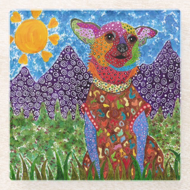 Cute and Colorful Chihuahua Coaster (Front)