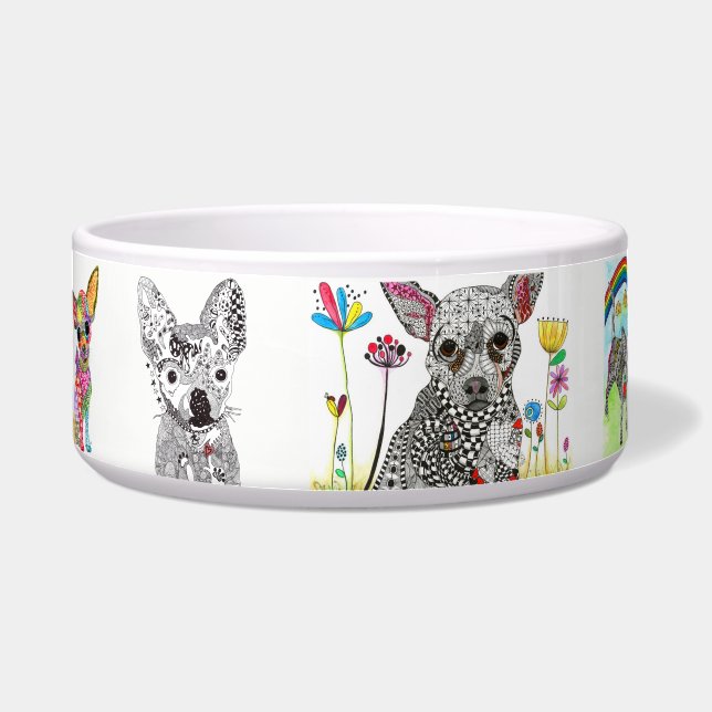 Cute and Colorful Chihuahua Dog Bowl (Front)