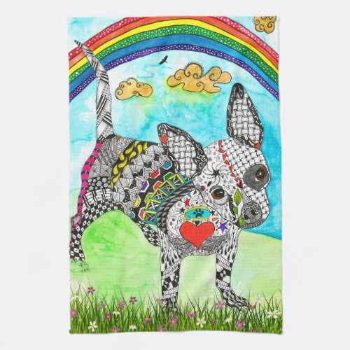 Cute and Colorful Chihuahua Dog Kitchen Towel