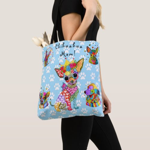 Cute and Colorful Chihuahua Dogs Tote Bag