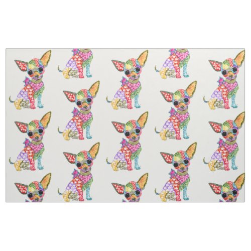 Cute and Colorful Chihuahua Fabric