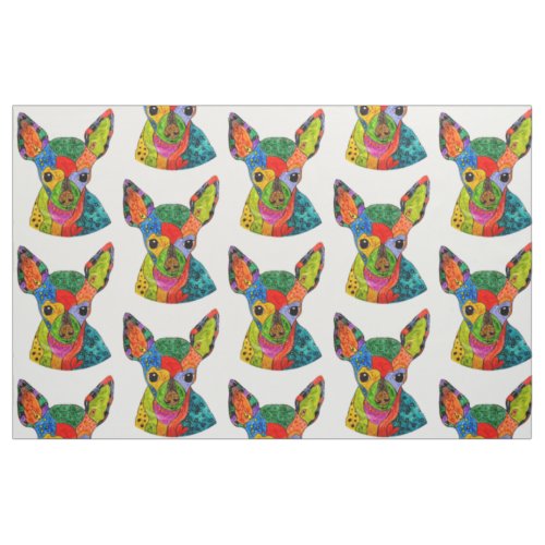 Cute and Colorful Chihuahua Fabric