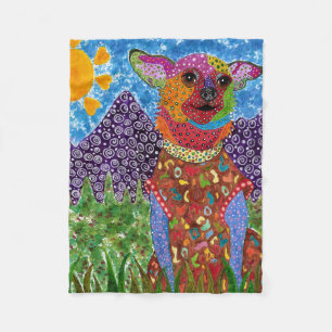Cute and Colorful Chihuahua Fleece Blanket