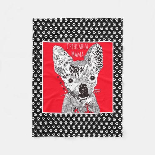 Cute and Colorful Chihuahua Fleece Blanket